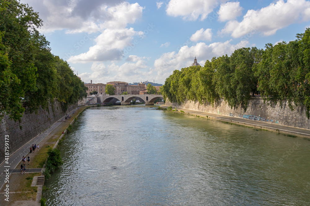 View of Tiber river in Rome, Italy.
