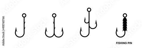 Fish needle icon set. This icon is a needle equipment icon symbol for fishing. Editable icon set. Fishing club or online web shop creative vector line art.
