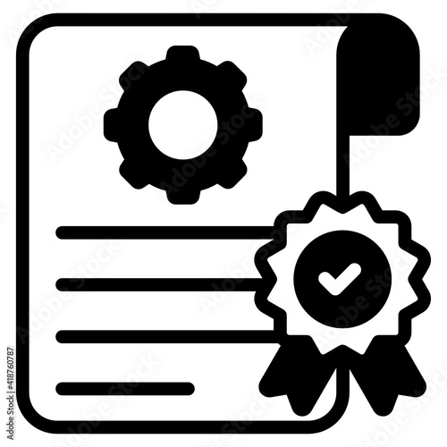 
Quality assurance file in solid editable icon 

