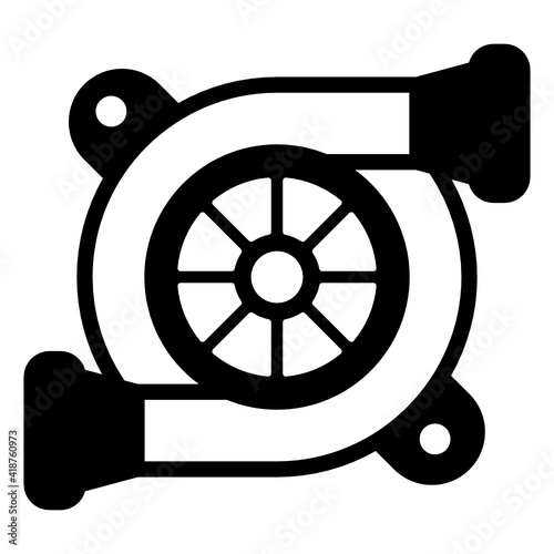 
A turbo, car part solid icon design

