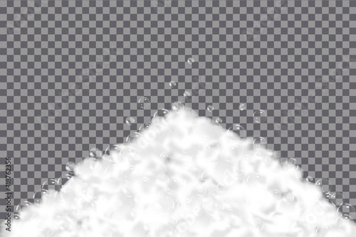 Bath foam isolated on transparent background.Sparkling shampoo.
