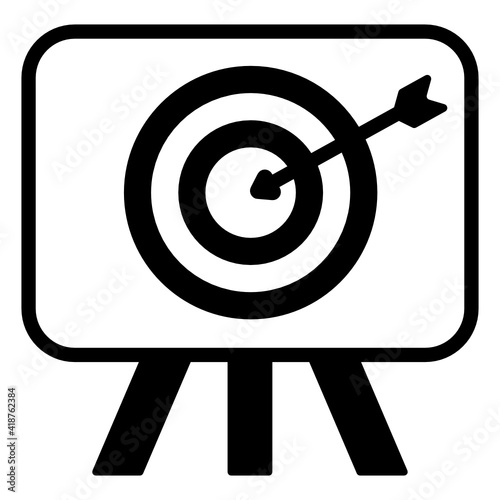 
Board with archery, objective icon in filled design

