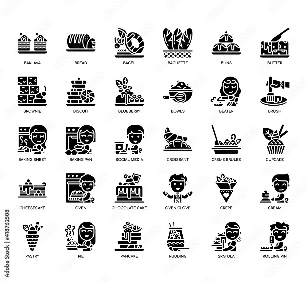 Set of Bakery thin line and pixel perfect icons for any web and app ...