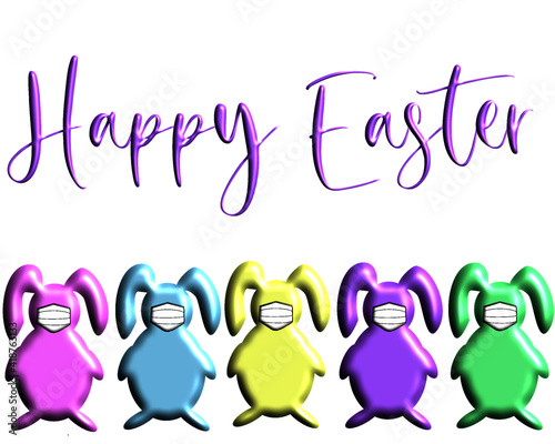 3D Pastel Easter Bunnies in Masks