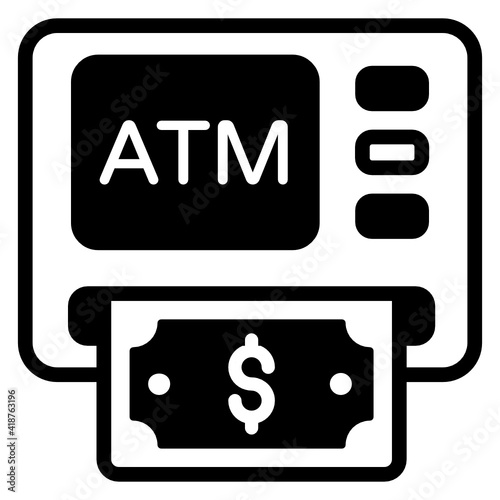 
Instant banking service, arm withdrawal icon in solid style 


