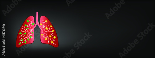 Human lungs. Respiratory system. Healthy lungs concept. Vector illustration.
