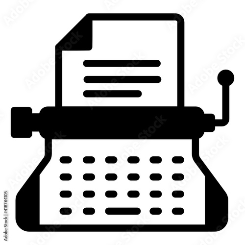 
Typewriter icon vector, typing machine 

