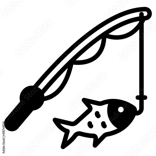 
Fishing icon design, solid vector of fish trawling 

