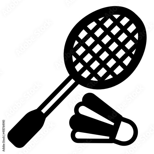 
Shuttlecock with racket, icon of badminton

