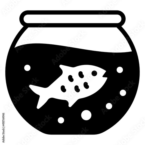 
A fish tank in solid icon denoting aquarium 

