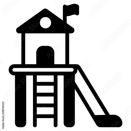 
An outdoor play area for kids, kids slide in solid icon


