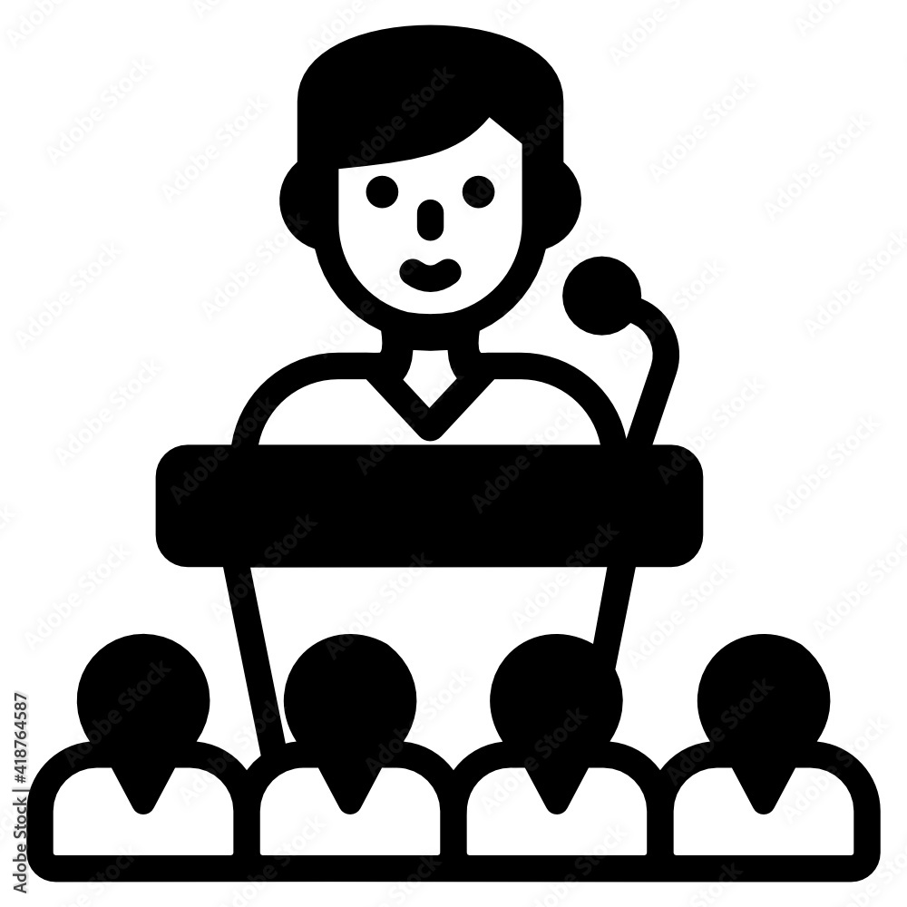 Audience with orator, icon of speech in solid style
Audience with orator, icon of speech in solid style