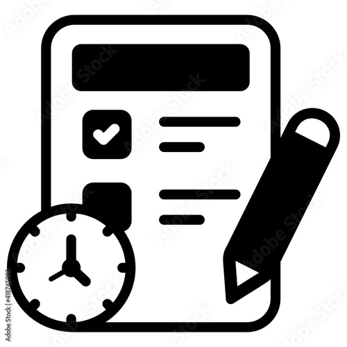 Calculator and chart denoting solid icon of recession 
