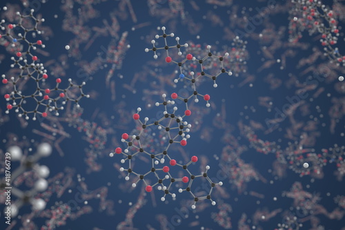 Molecule of Docetaxel. Molecular model, science related 3d rendering photo
