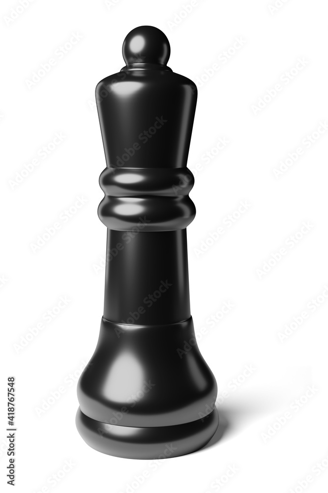 Black chess queen piece isolated on white. 3D rendering. Black chess queen piece isolated on white. 3D rendering.