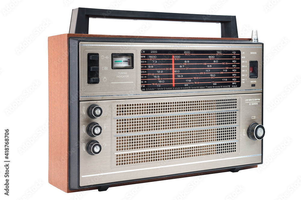 1960s retro radio isolated over white. 1960s retro radio isolated over white.