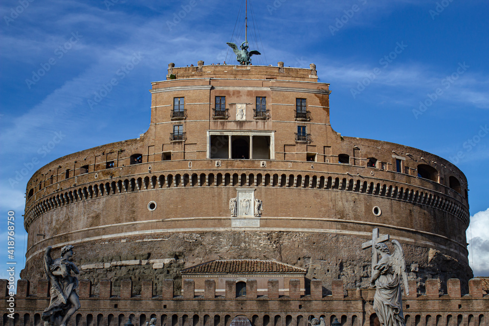 Castel Sant'Angelo - an architectural monument known as the Mausoleum of Hadrian, sometimes called the Sad Castle, a tall cylindrical building in Adriano Park on the banks of the Tiber.