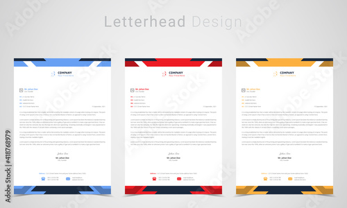 Letterhead Design. Elegant Corporate letterhead template with abstract shapes vector Set and Simple,  Clean Print-ready Modern Business Style Design Letterhead  
