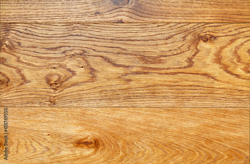 Beautiful texture of a board made of natural light oak with a horizontal grain pattern.