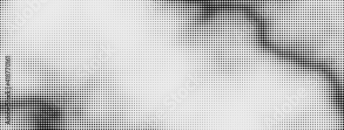 Halftone in abstract style. Geometric retro banner vector texture. Modern print. White and black background. Light effect.