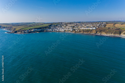 Aerial photograph of Portscatho, Roseland, Cornwall, England