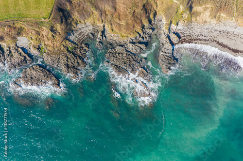 Aerial photograph of Porthbean , Roseland, Cornwall, England photo