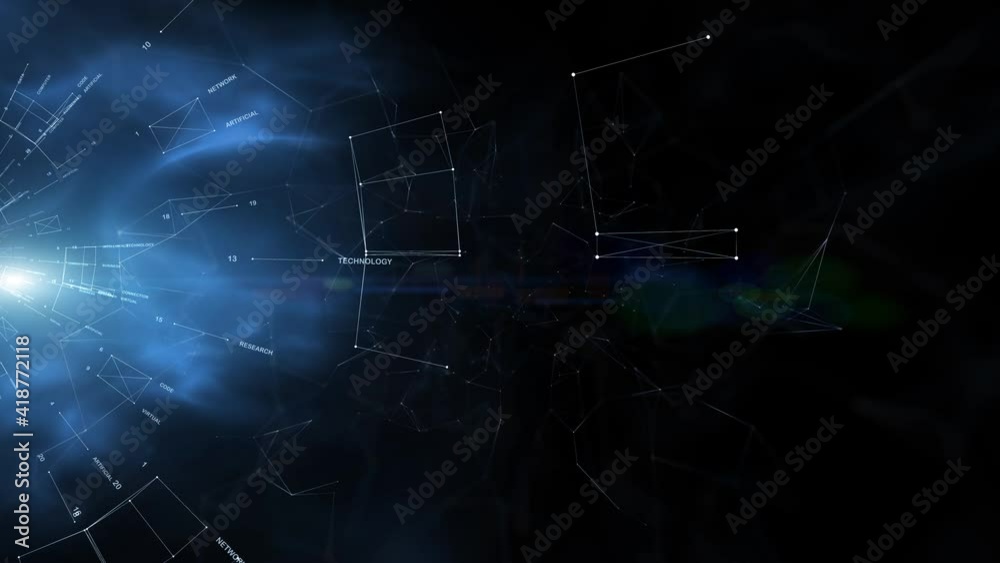Dark blue shiny ai universe science word cloud space background