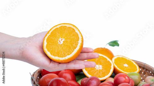 Female left hand Hold a hal...