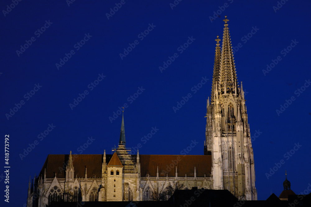 beautiful church in germany bavaria with blue hour sky
