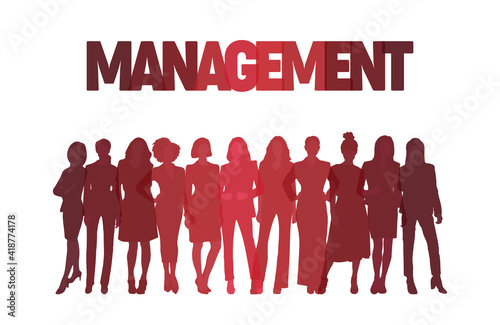 Women in business silhouette, leadership logo figure design, gradient colorful illustration