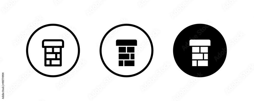 Chimney, Fireplace, Oven stove icons button, vector, sign, symbol, logo, illustration, editable stroke, flat design style isolated on white