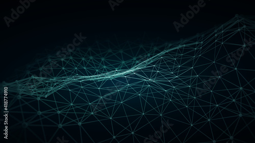 3d abstract digital technology background. Futuristic sci-fi user interface concept with gradient dots and lines. Big data, artificial intelligence, music hud. Blockchain and cryptocurrency. Vector