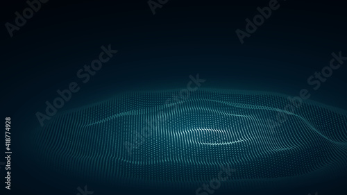 3d abstract digital technology background. Futuristic sci-fi user interface concept with gradient dots and lines. Big data, artificial intelligence, music hud. Blockchain and cryptocurrency. Vector