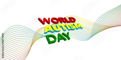 World autism day with 3d typography design.