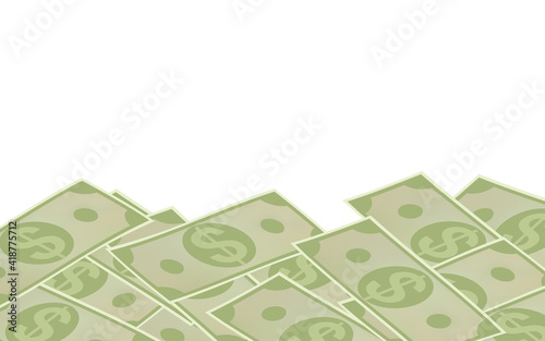 Background material lined with dollar bills, isometric, with copy space