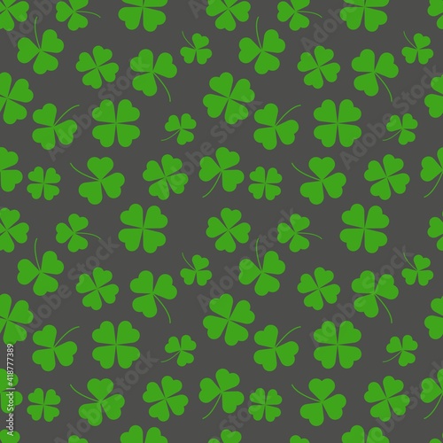 Wallpaper Mural Clover leaf seamless pattern vector illustration. St Patrick's Day symbol, Irish lucky shamrock background. Torontodigital.ca