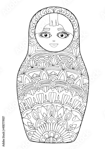 black and white isolated russian matrioshka  doll