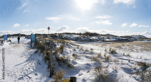 Some snow on the Kijkduin/Den Haag beaches on a sunny day in February