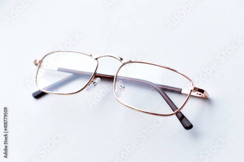 Glass glasses for vision on a white background