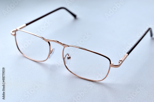 Glass glasses for vision on a white background