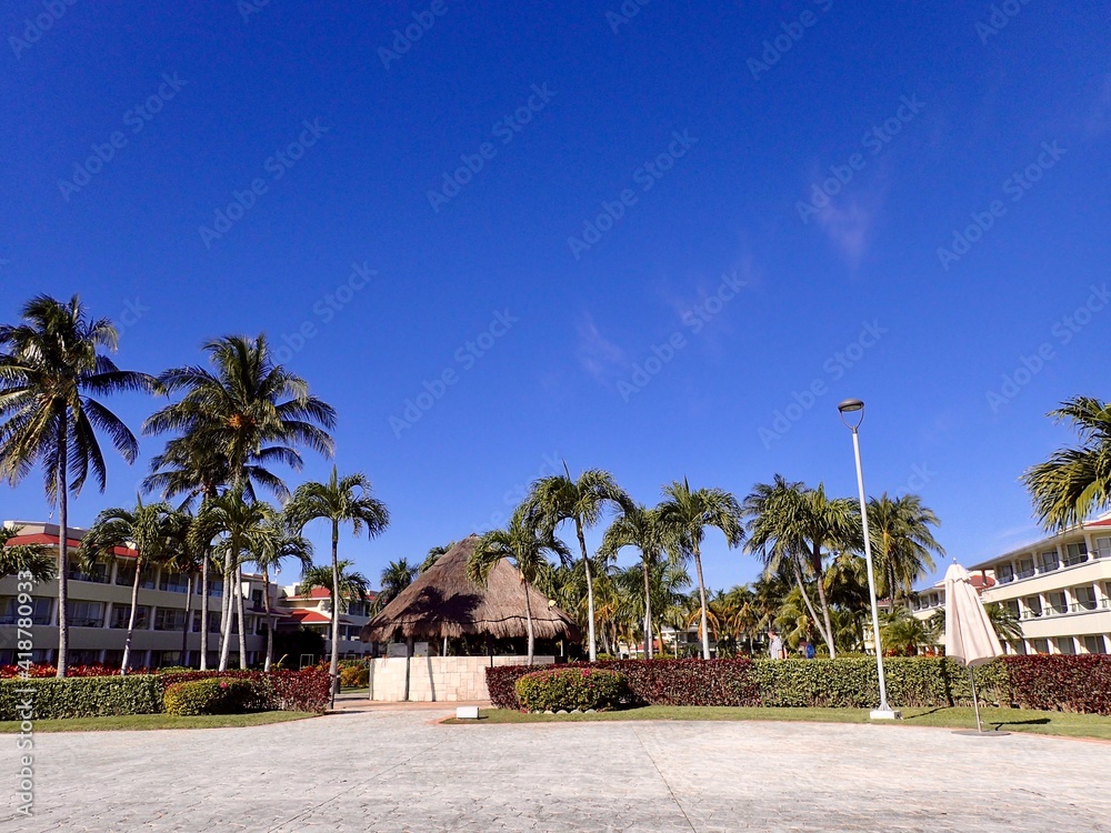 Blue sky and sea at Cancun beach resort

