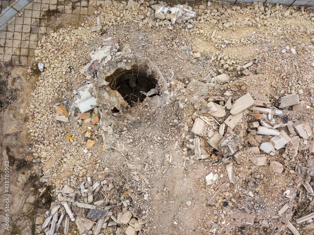 Fototapeta premium Construction site in the city. Aerial drone view.