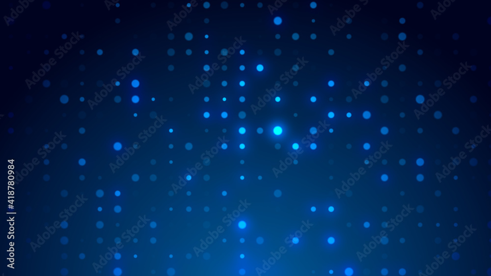 Obraz premium Dot white blue pattern screen led light gradient texture background. Abstract technology big data digital background. 3d rendering.