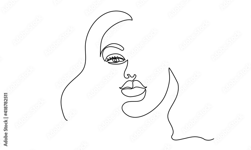 Abstract modern portrait of woman. Face one line drawing Stock Vector ...