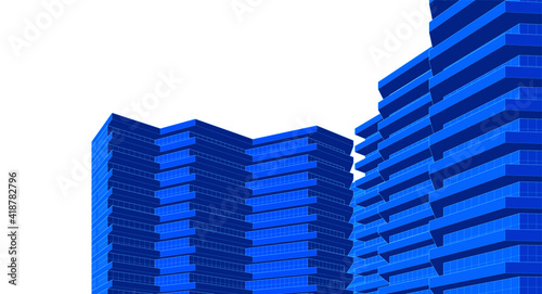 modern architecture house with balconies 3d rendering	
