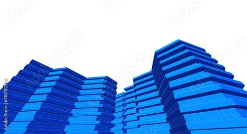 modern architecture house with balconies 3d rendering	
