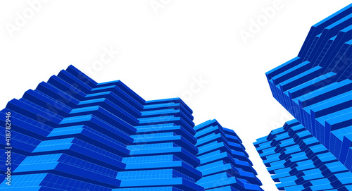 modern architecture house with balconies 3d rendering	

