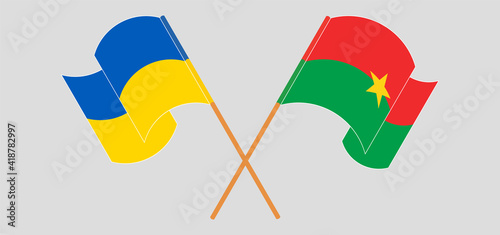 Crossed flags of Ukraine and Burkina Faso. Official colors. Correct proportion