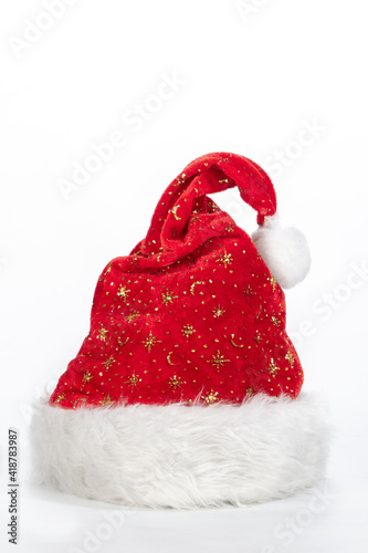 Santa's red hat isolated on white background