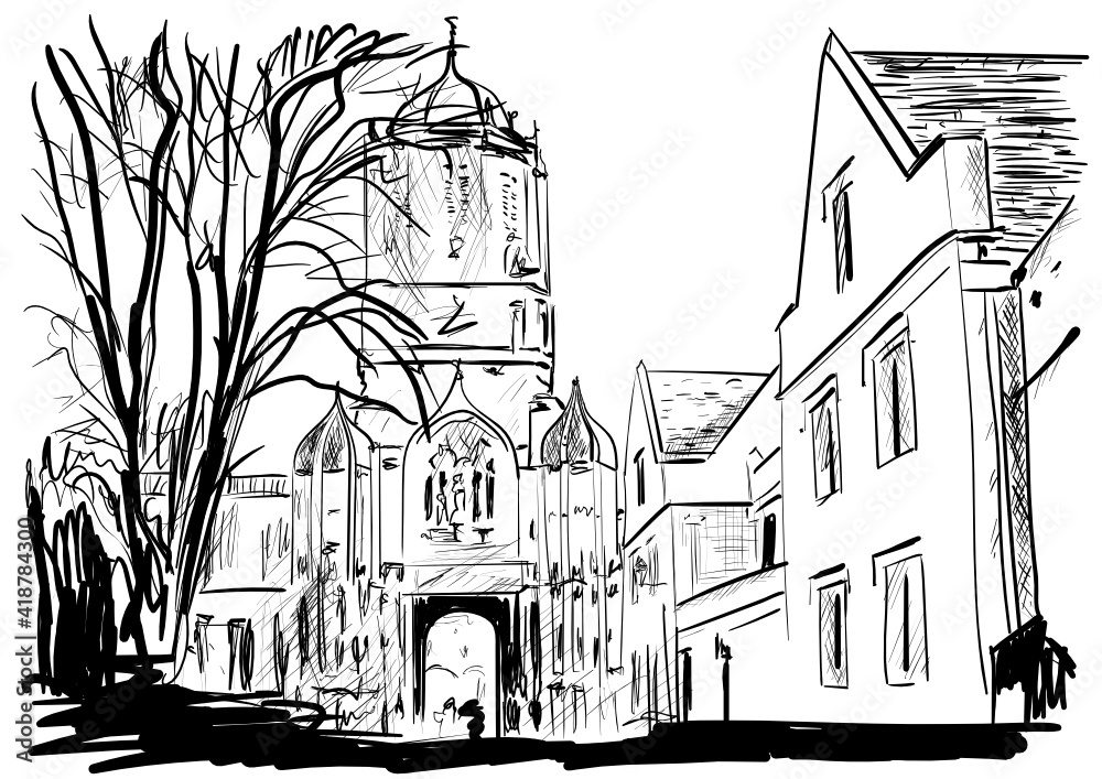 Fototapeta premium a sketch of the city of oxford